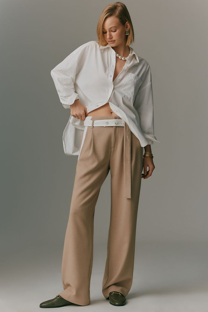 Maeve Tapered High-Rise Belt Trousers