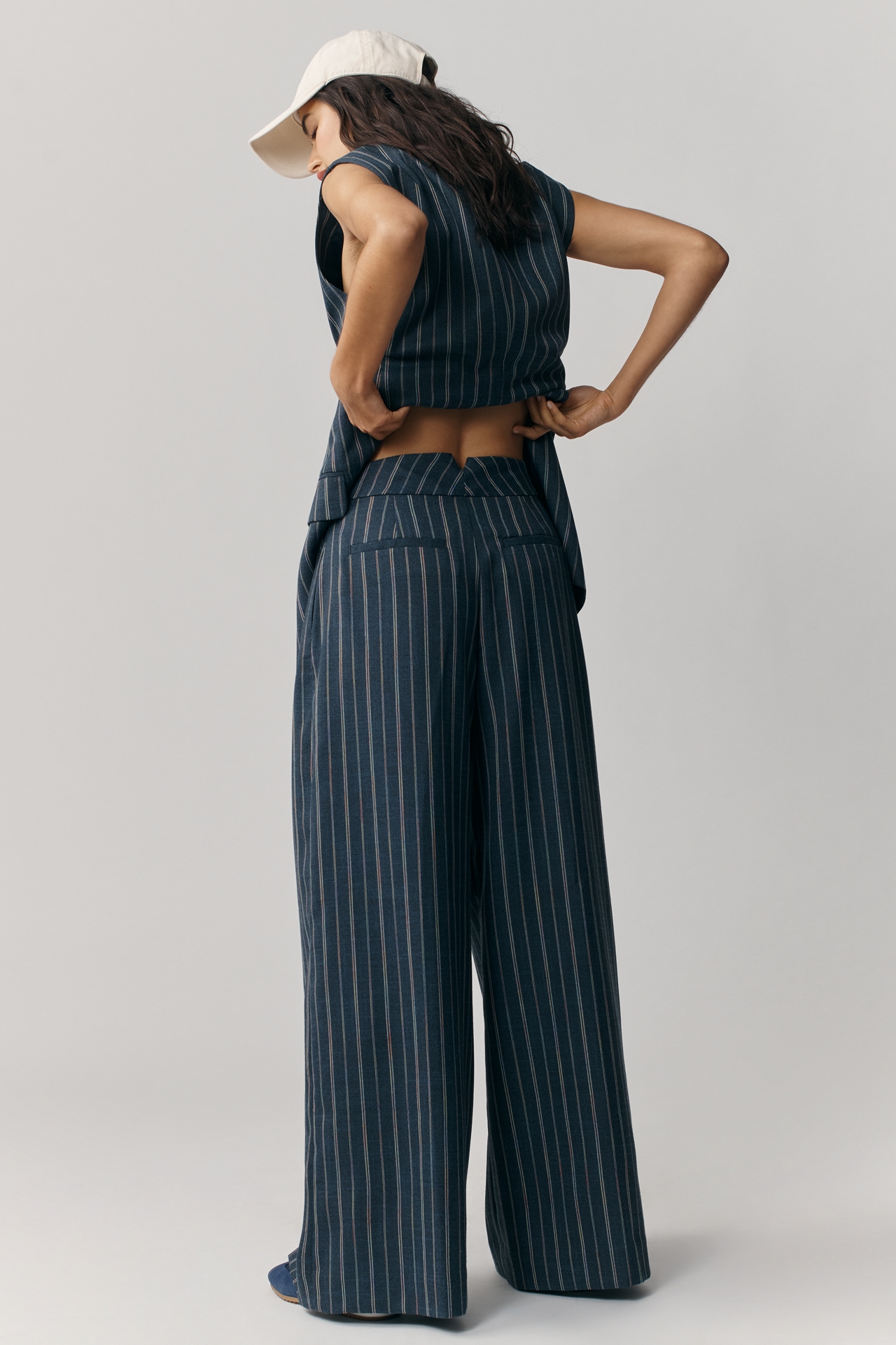 By Anthropologie Pinstripe Wide-Leg Yarn-Dyed Trousers
