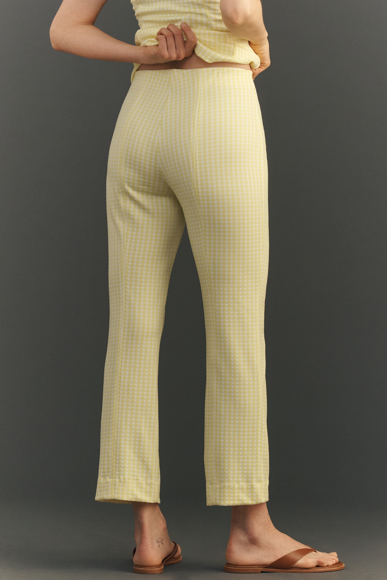 Poppy Gingham Kick-Flare Pull-On Pants by Maeve