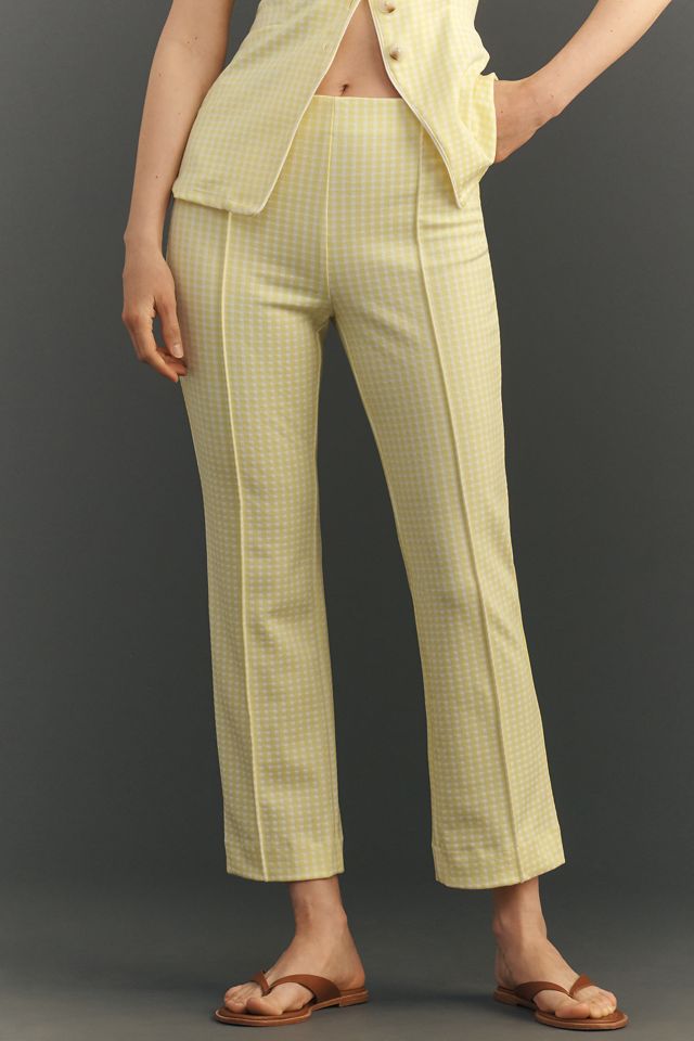 Poppy Gingham Kick-Flare Pull-On Pants by Maeve #3