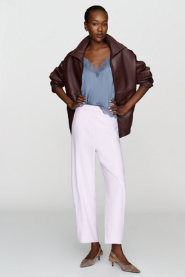 Maeve Crop Curved Trousers Pants In Purple