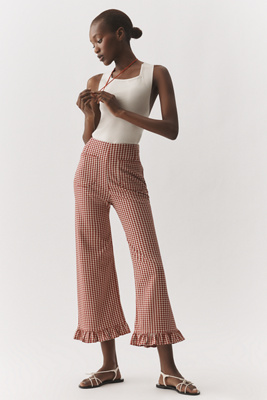 Colette Ruffle-Hem Crop Wide-Leg Pants by Maeve | Anthropologie