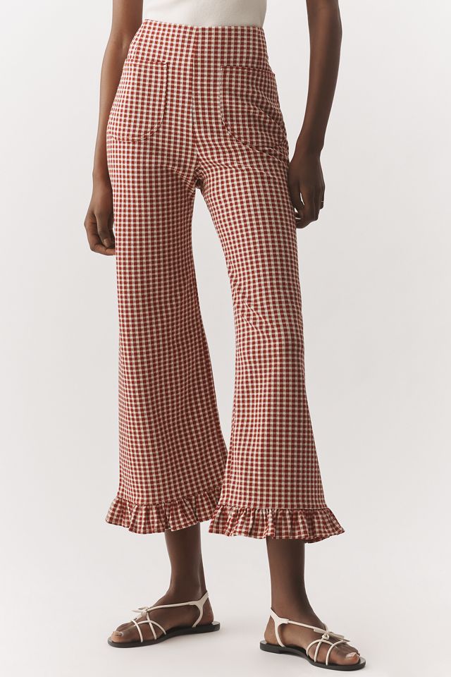 Maeve Colette Ruffled High-Rise Wide-Leg Cropped Pants #1