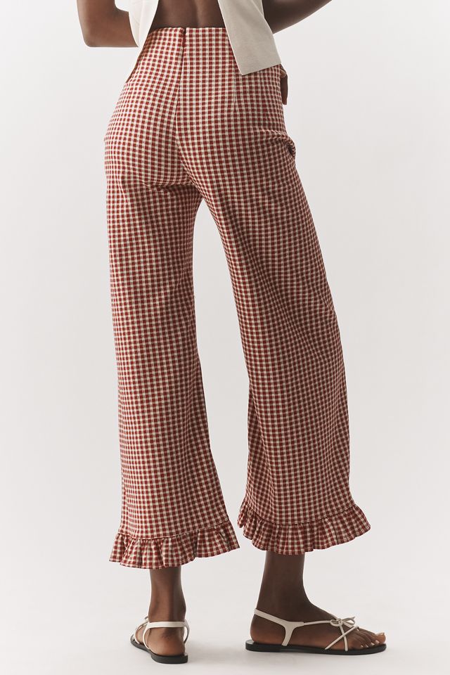 Maeve Colette Ruffled High-Rise Wide-Leg Cropped Pants #3