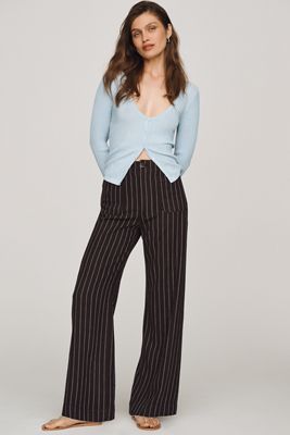 Colette European Linen Stretch High-Rise Wide-Leg Pants