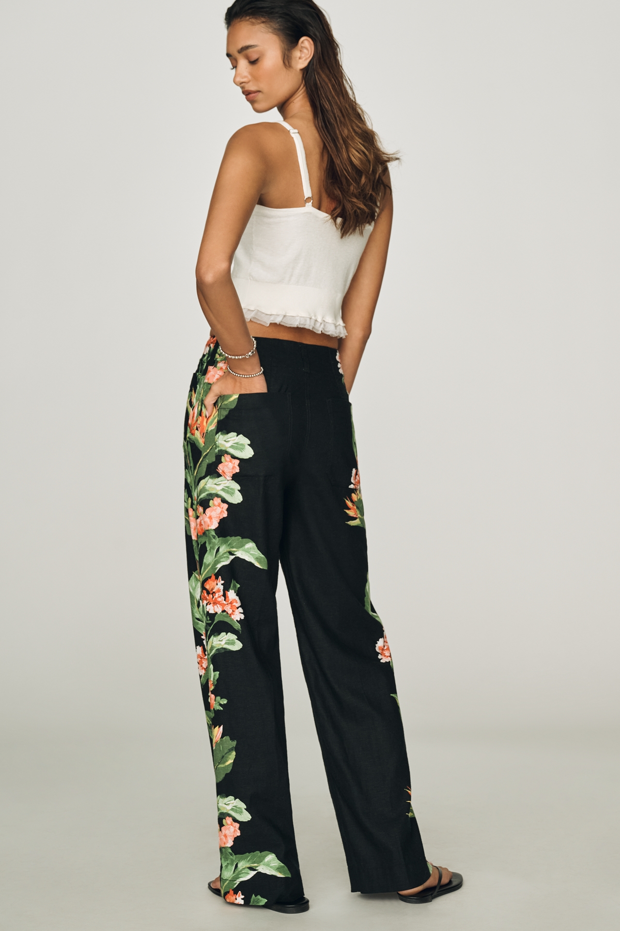 Maeve Colette Linen Stretch Wide-Leg Pants