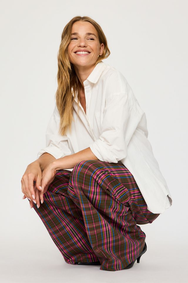Karierte Hose mit weitem Bein #3