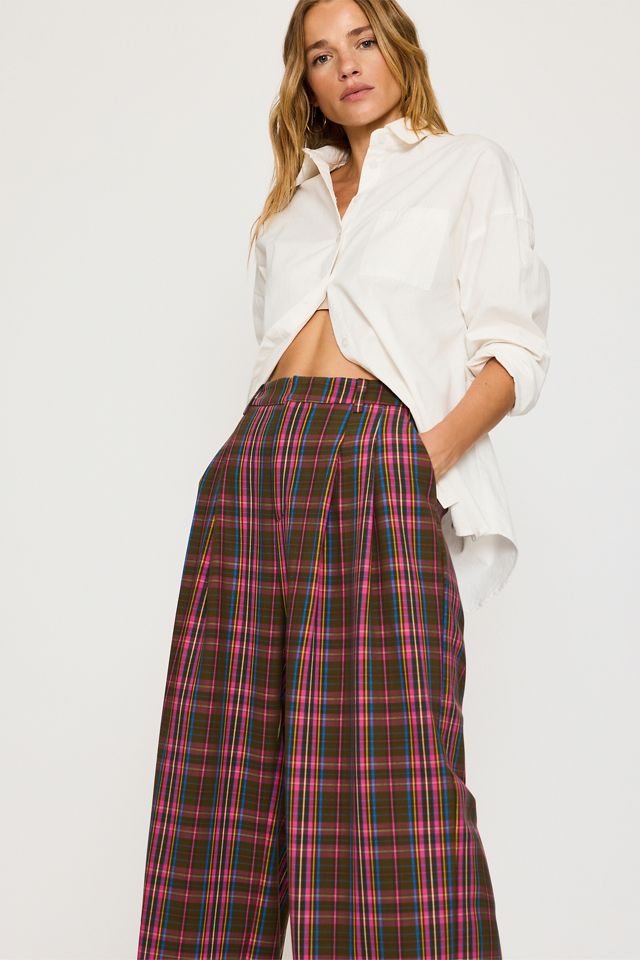 Karierte Hose mit weitem Bein #4