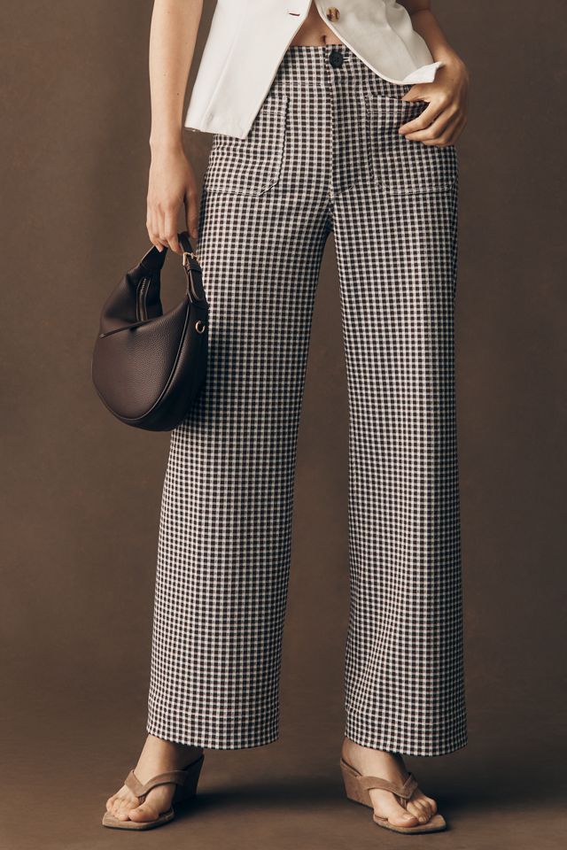 Maeve Colette Gingham Knit High-Rise Wide-Leg Full-Length Pants #2