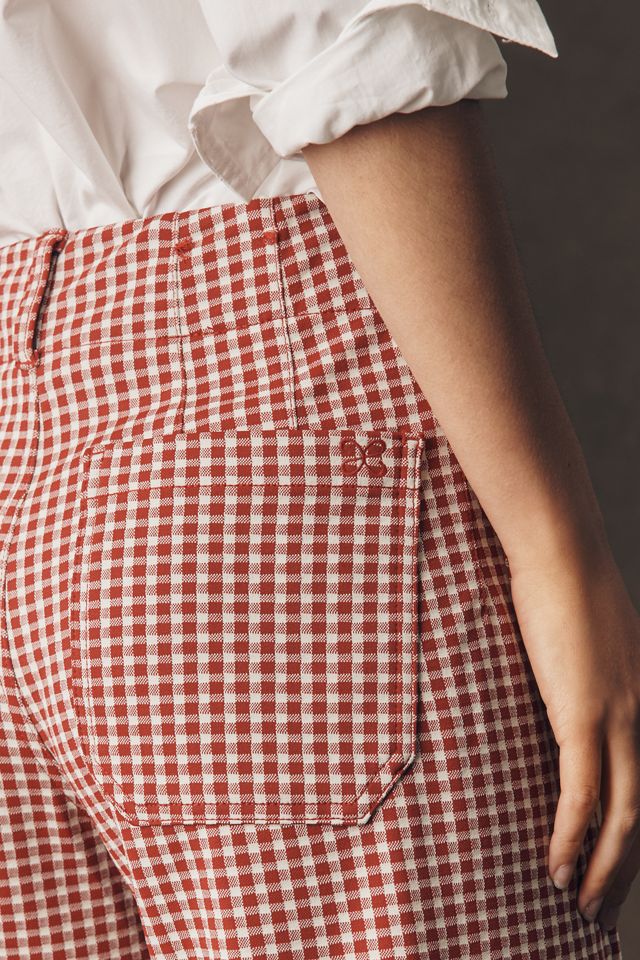 Maeve Colette Gingham Knit High-Rise Wide-Leg Full-Length Pants #1