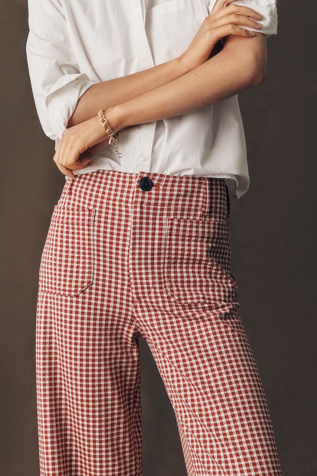 Maeve Colette Gingham Knit High-Rise Wide-Leg Full-Length Pants #2