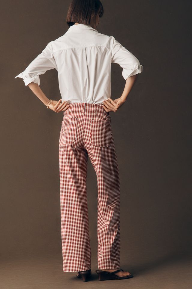 Maeve Colette Gingham Knit High-Rise Wide-Leg Full-Length Pants #3