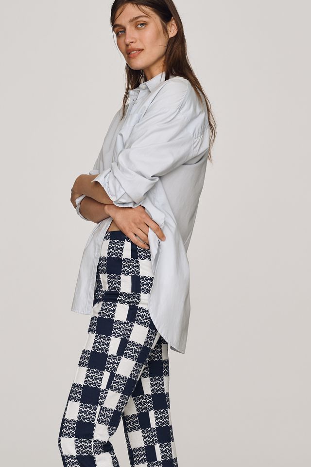 Maeve Poppy Check Straight-Leg Trousers #1