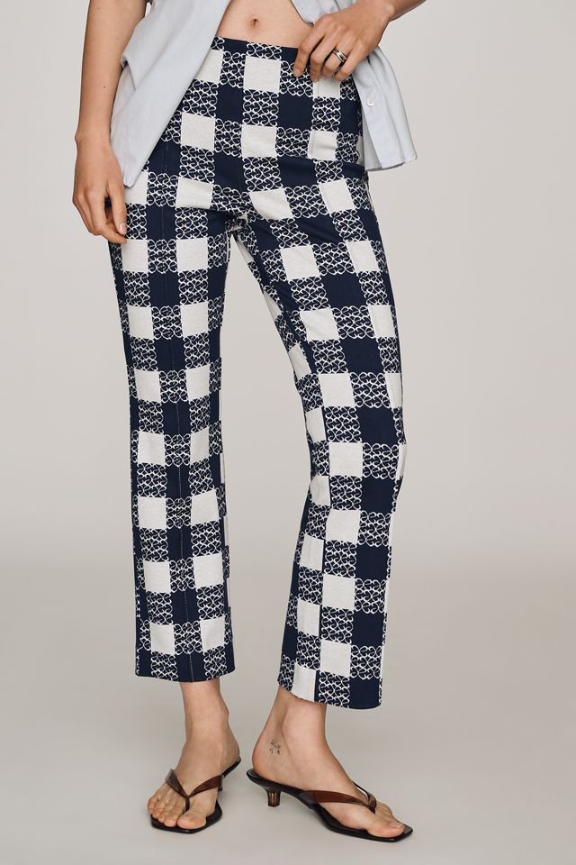 Maeve Poppy Check Straight-Leg Trousers #2