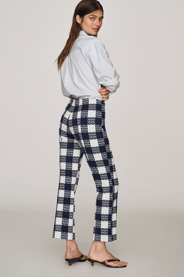 Maeve Poppy Check Straight-Leg Trousers #3