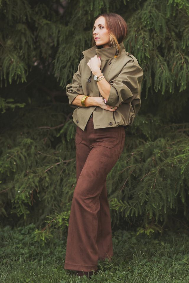 @merricksart x Maeve Colette Faux Suede Full Length Pants #5