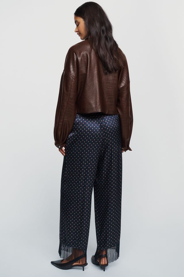 By Anthropologie Silken Fringed Pull On Pants #3
