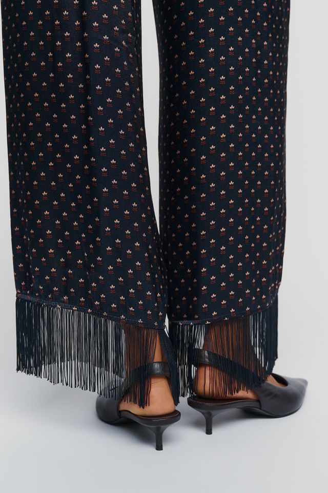 By Anthropologie Silken Fringed Pull On Pants #4