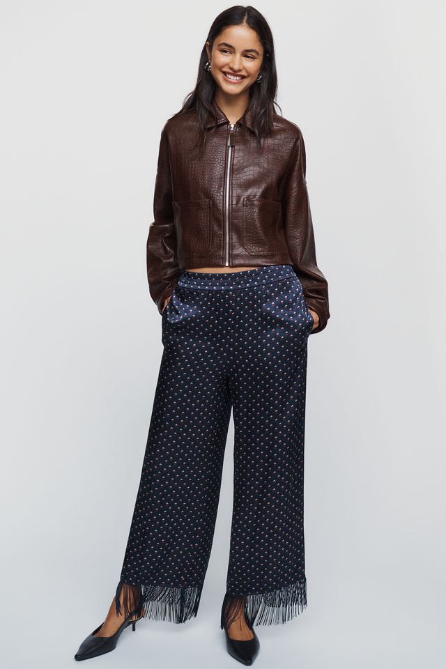 By Anthropologie Silken Fringed Pull On Pants #5