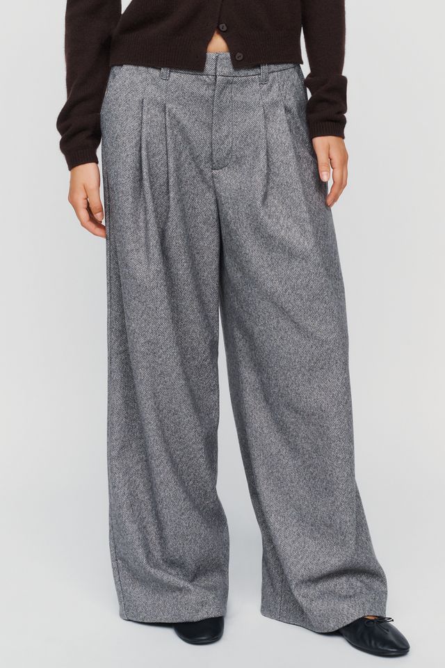 Maeve Avery Brushed Herringbone Wide-Leg Trousers #3