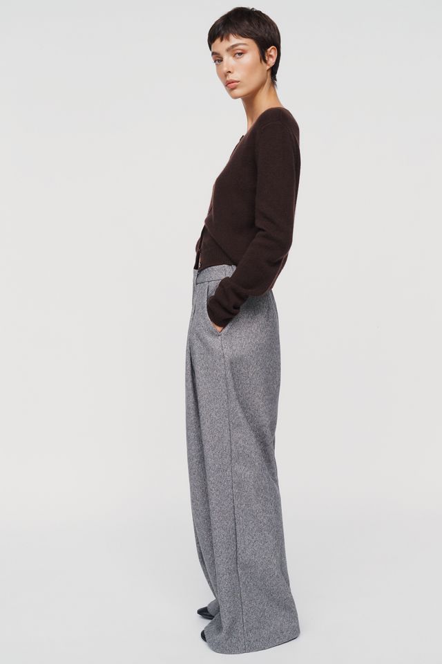 Maeve Avery Brushed Herringbone Wide-Leg Trousers #4