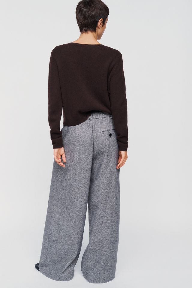 Maeve Avery Brushed Herringbone Wide-Leg Trousers #5