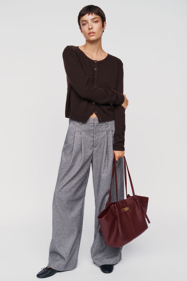 Maeve Avery Brushed Herringbone Wide-Leg Trousers #2