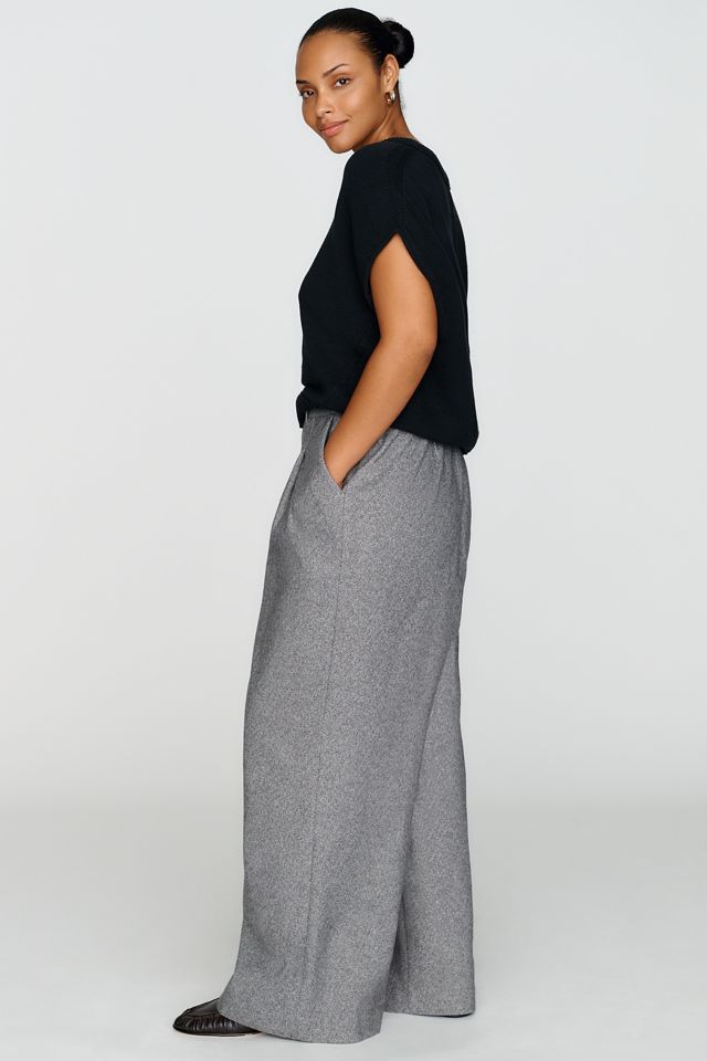 Maeve Avery Brushed Herringbone Wide-Leg Trousers #8