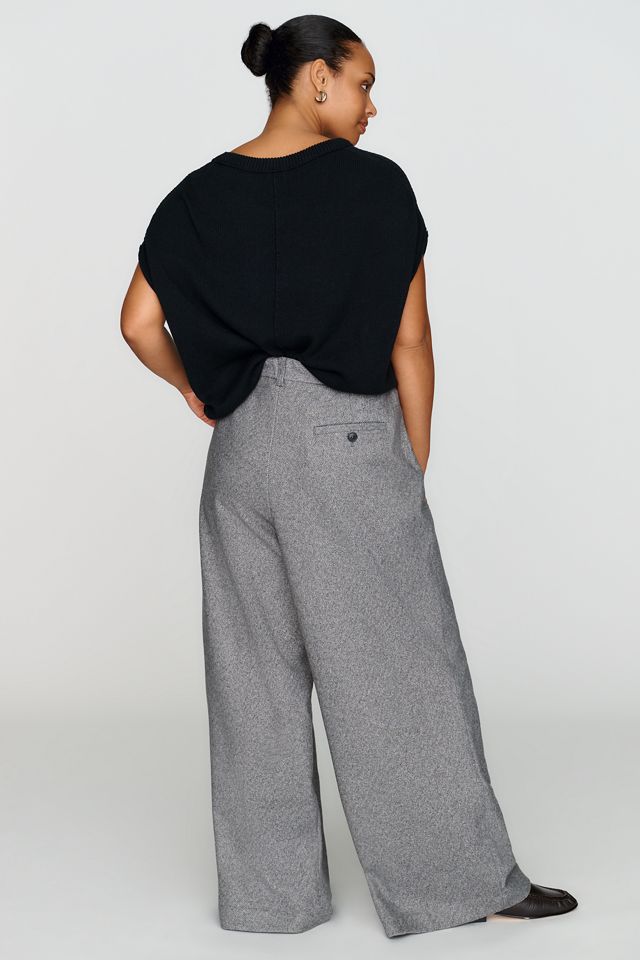 Maeve Avery Brushed Herringbone Wide-Leg Trousers #9