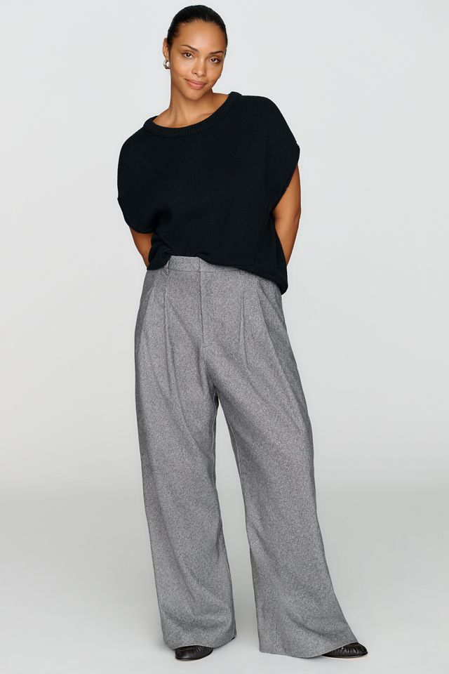 Maeve Avery Brushed Herringbone Wide-Leg Trousers #6