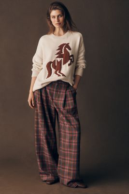 Maeve Avery Wide-Leg Pleated Trousers