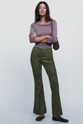 By Anthropologie Velvet Mid-Rise Flare Pants