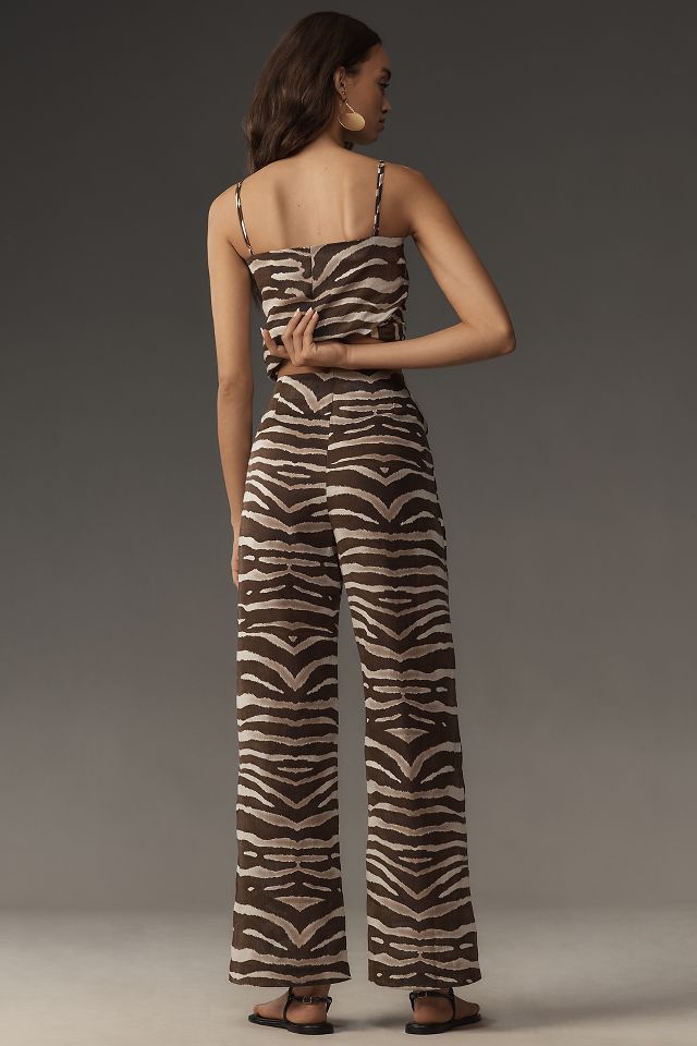 Especia Timora Zebra High-Rise Straight-Leg Pants