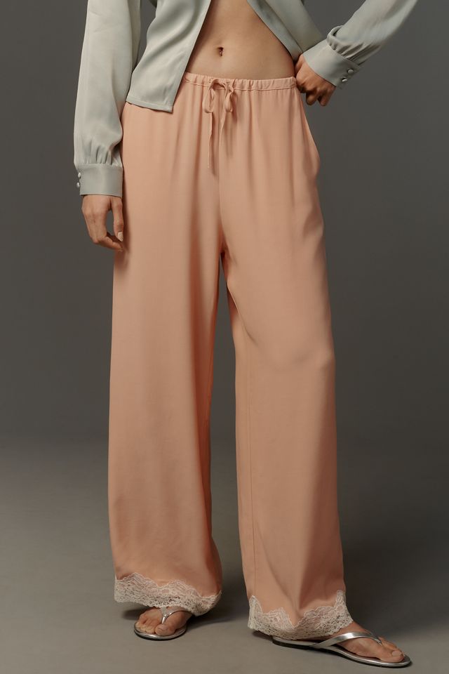 By Anthropologie Lace-Trim Silky Pull-On Pants #1