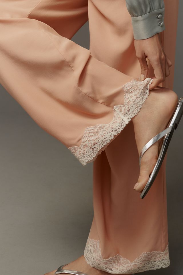 By Anthropologie Lace-Trim Silky Pull-On Pants #3