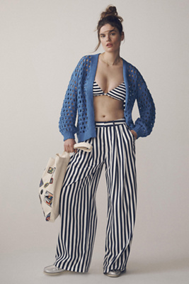 Maeve The Avery Pleated Wide-leg Trousers By  Pants In Blue