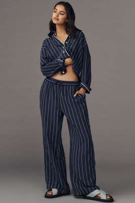 Maeve Low-Slung Striped Track Pants