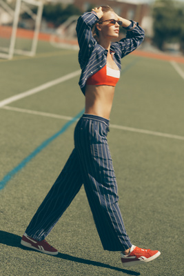 Low-Slung Striped Track Pants