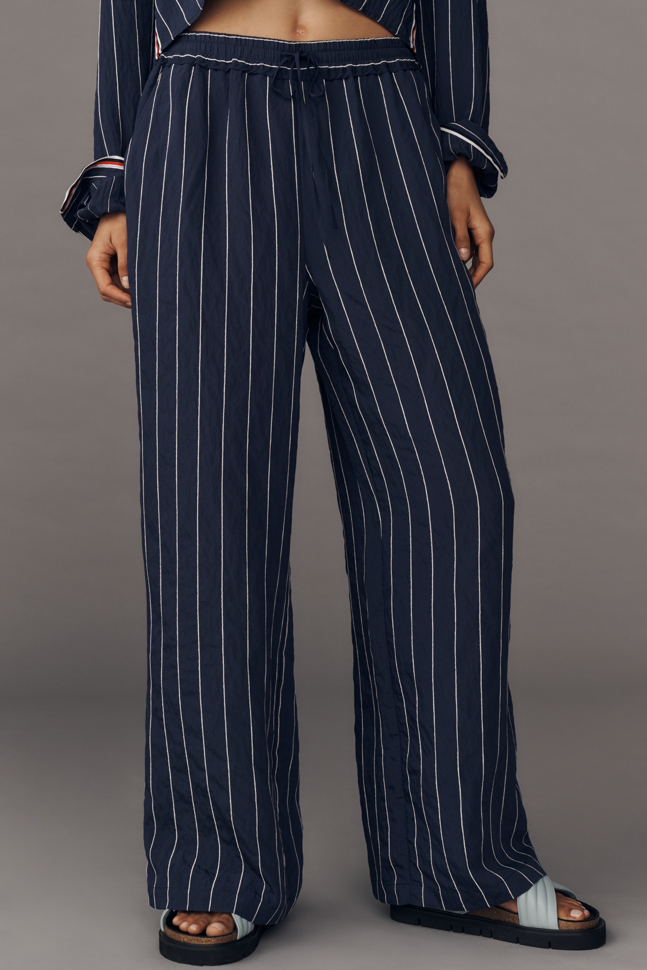 The Brooklin Tie-Front Printed Pull-On Pants by Maeve
