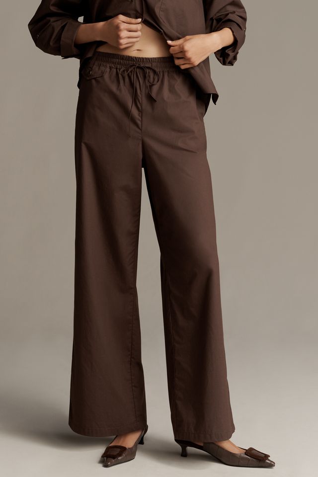 The Brooklin Poplin Tie-Front Pull-On Pants by Maeve #1