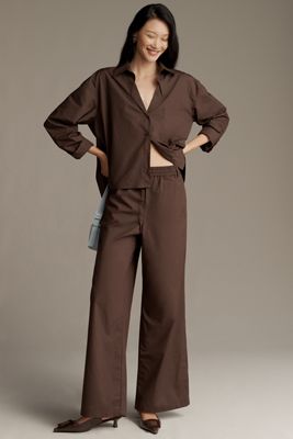 The Brooklin Poplin Tie-Front Pull-On Pants by Maeve