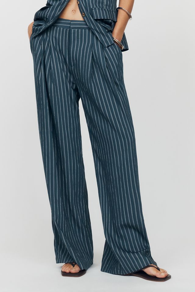 Maeve Avery Pinstripe Wide-Leg Pleated Trousers #2