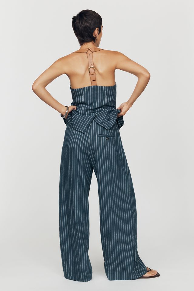 Maeve Avery Pinstripe Wide-Leg Pleated Trousers #3