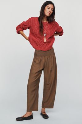 Pilcro Reese Smocked Pull-On Barrel Pants