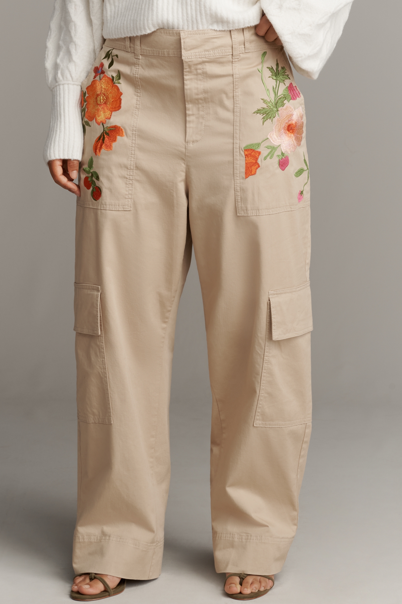 By Anthropologie Embroidered Cargo Pants