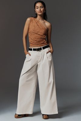 By Anthropologie Low-Rise Pleated Wide-Leg Trousers