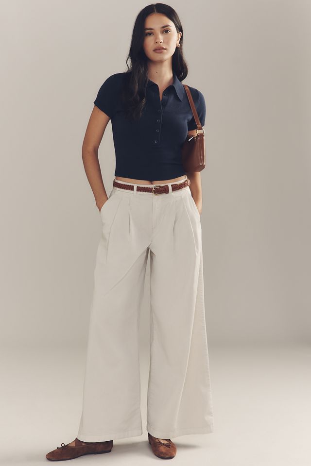 By Anthropologie Low-Rise Pleated Wide-Leg Trousers #1
