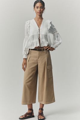 Pilcro Cotton Crop Wide-Leg Pants