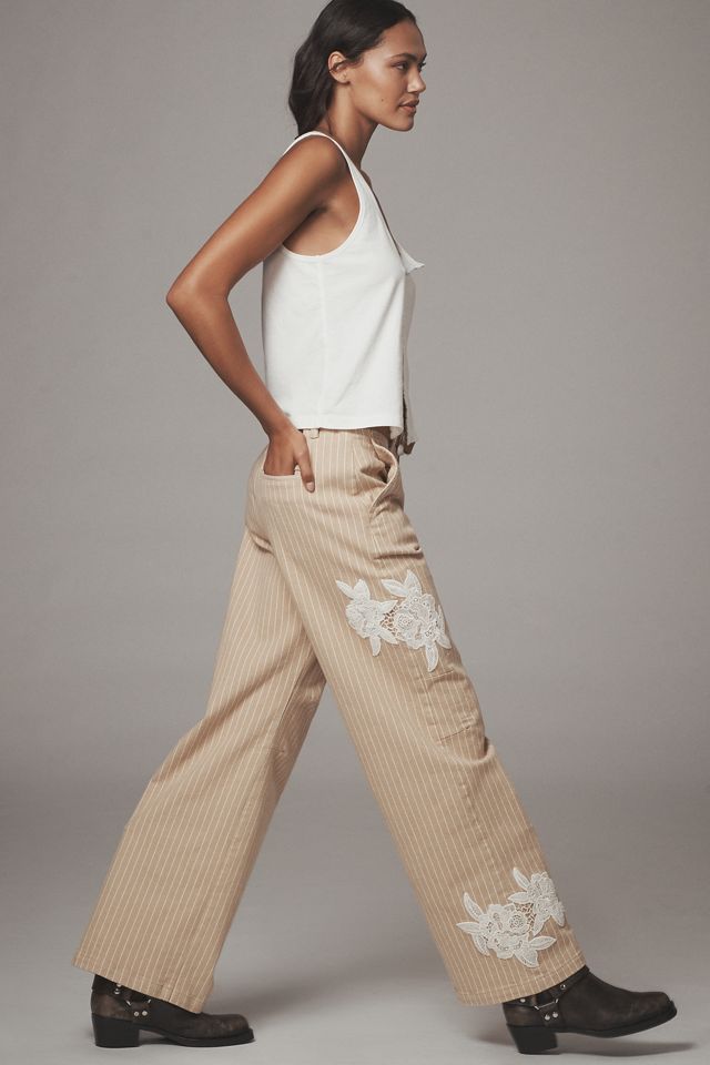 By Anthropologie Lace-Embellished Railroad Pants #2