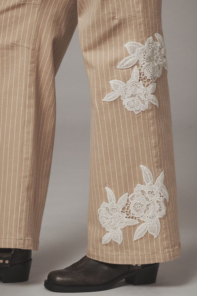 By Anthropologie Lace-Embellished Railroad Pants #3